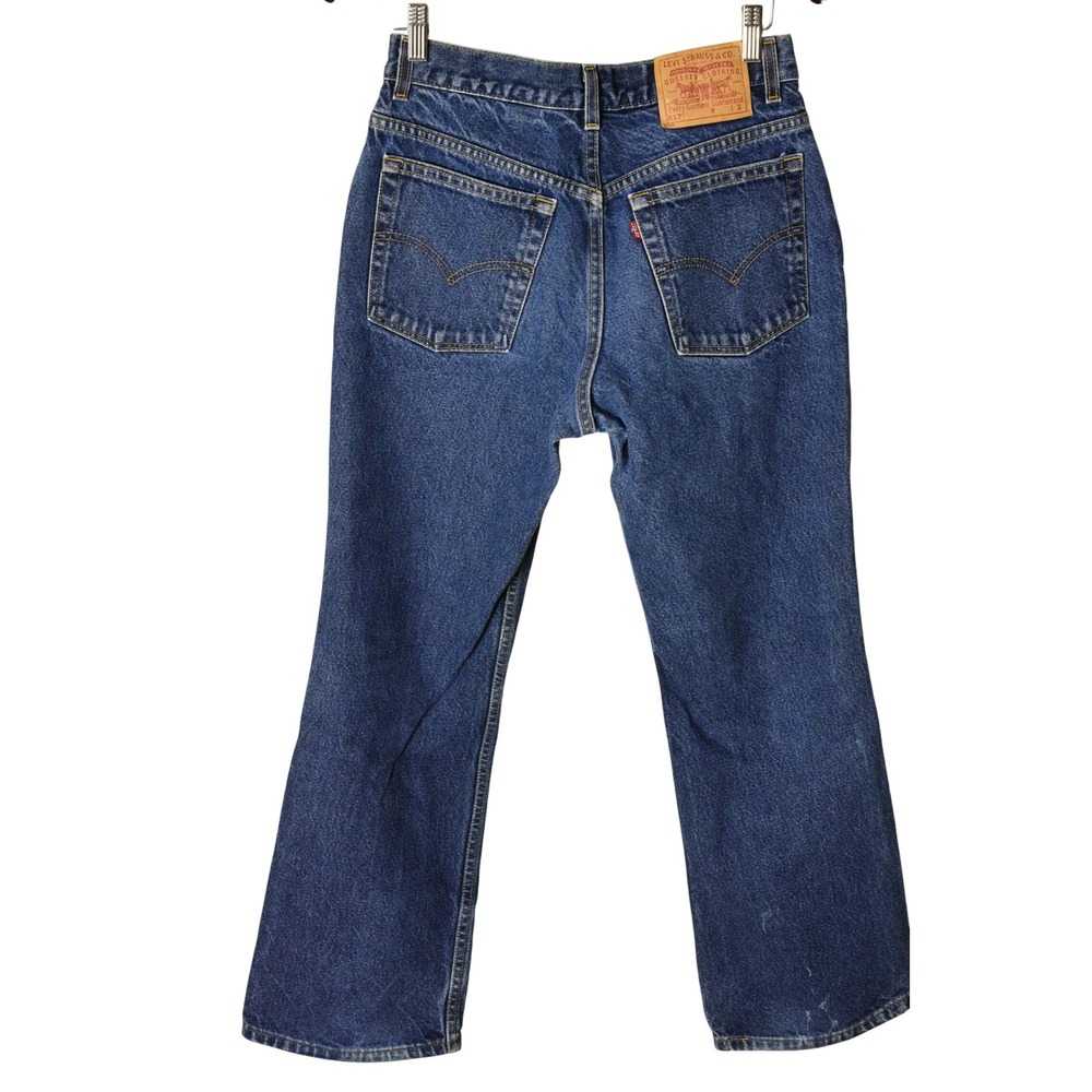 90s Vintage Dark Wash Levis 517 Slim Fit Boot Cut Jeans Womens 4 Blue Denim USA - Picture 8 of 8